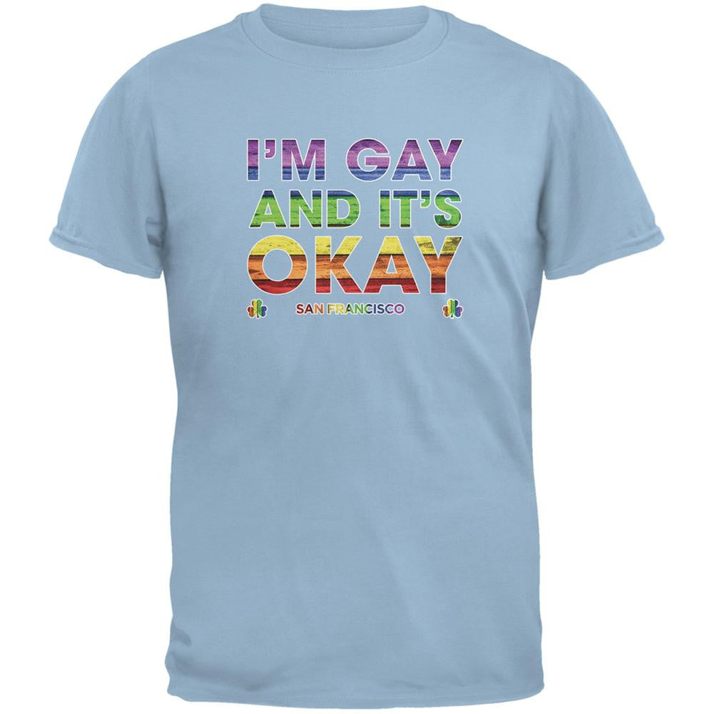 LGBT Pride It's Okay I'm Gay San Francisco Light Blue Adult T-Shirt Men's T-Shirts Old Glory 2XL Blue 