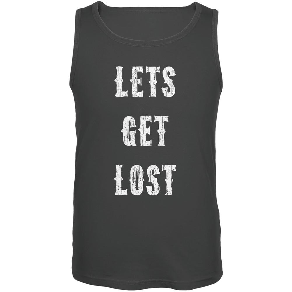 Lets Get Lost Distressed Charcoal Grey Adult Tank Top Men's Tank Tops Old Glory 2XL Grey 