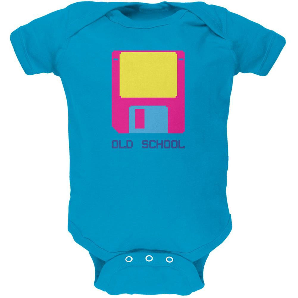 Floppy Disc Old School 8 Bit Turquoise Soft Baby One Piece Baby One Piece Old Glory 0-3M Blue 