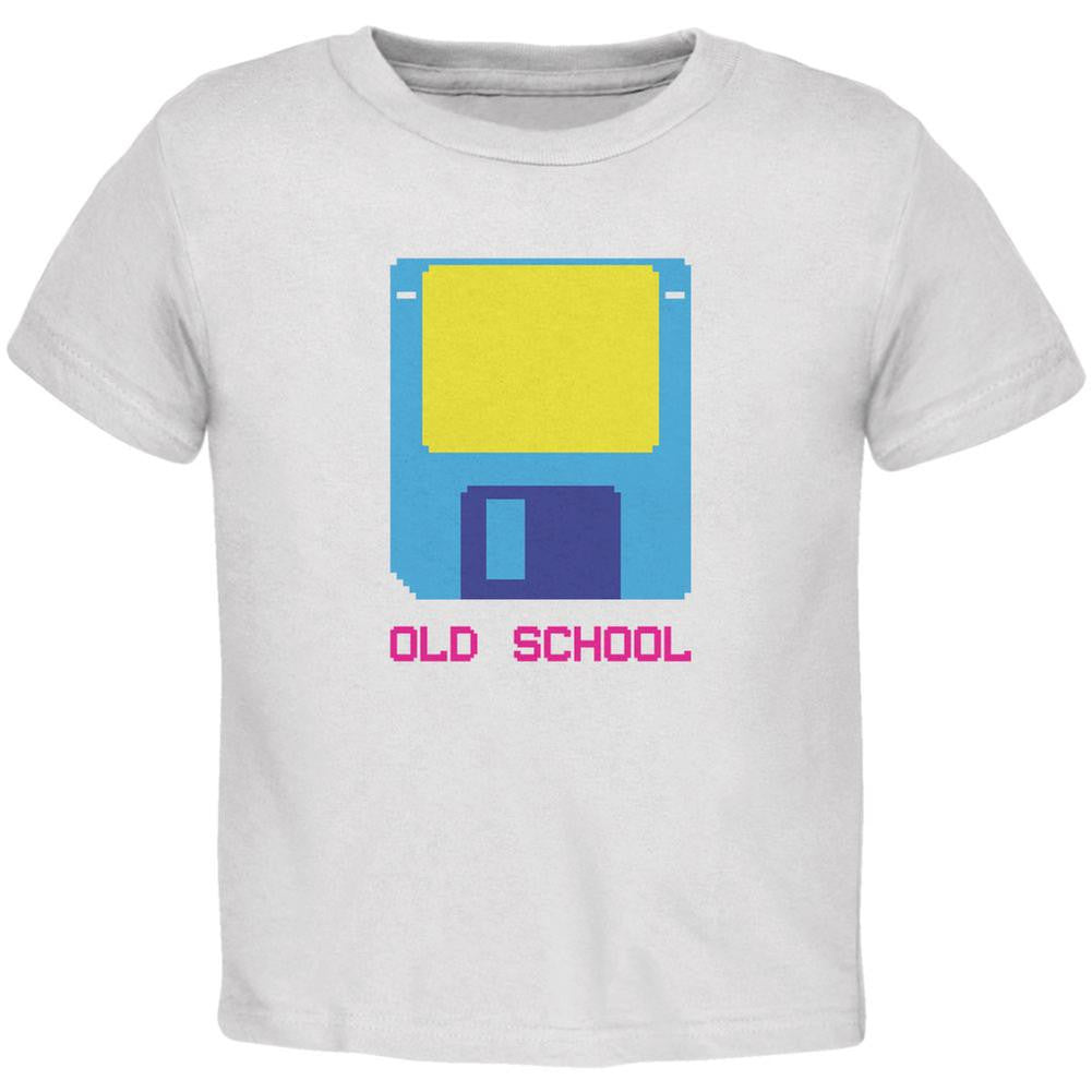 Floppy Disc Old School 8 Bit White Toddler T-Shirt Toddler T-Shirts Old Glory 2T White 