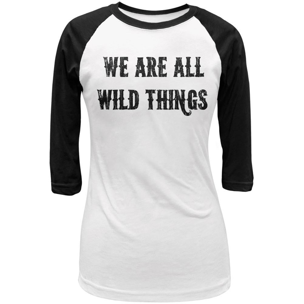 We are all Wild Things White/Black Juniors 3/4 Sleeve Raglan T-Shirt Juniors Raglans Old Glory LG Multi 