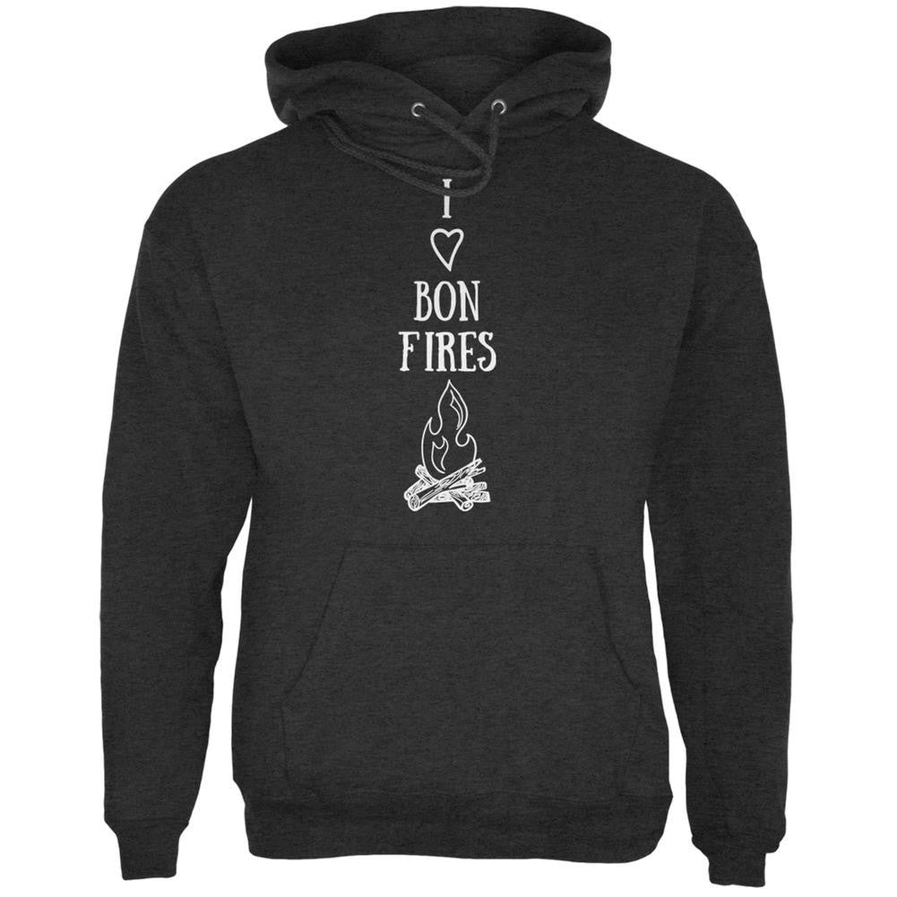 I Heart Bonfires Bon Fires Charcoal Heather Adult Hoodie Men's Hoodies Old Glory 2XL Grey 