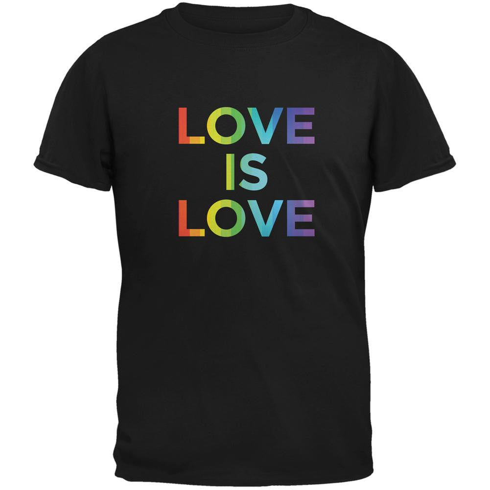 LGBT Gay Pride Love Is Love Black Adult T-Shirt Men's T-Shirts Old Glory 2XL Black 