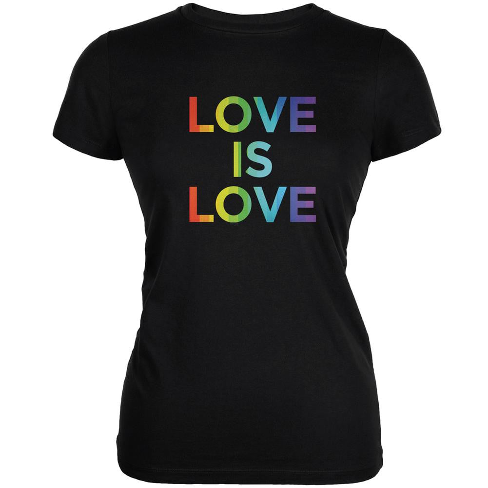 LGBT Gay Pride Love Is Love Black Juniors Soft T-Shirt Juniors T-Shirts Old Glory 2XL Black 