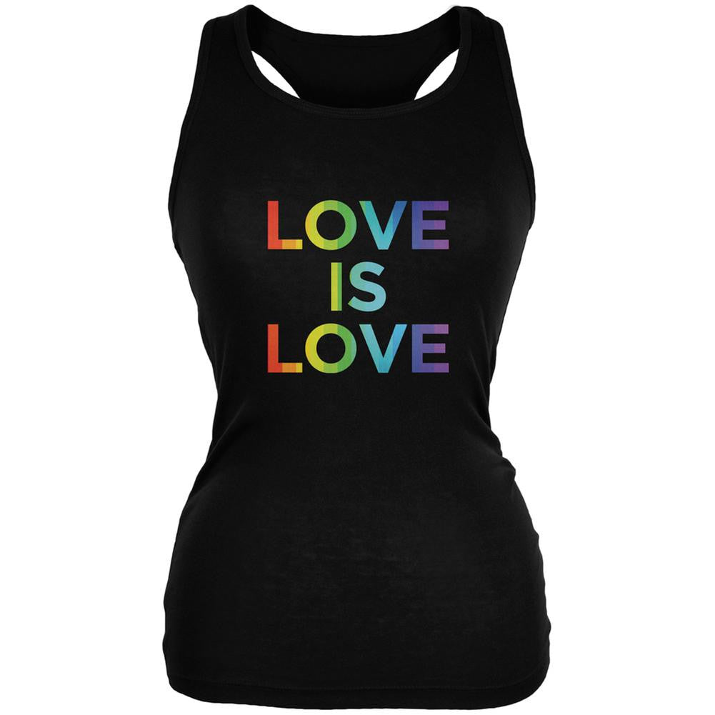 LGBT Gay Pride Love is Love Black Juniors Soft Tank Top Juniors Tank Tops Old Glory 2XL Black 