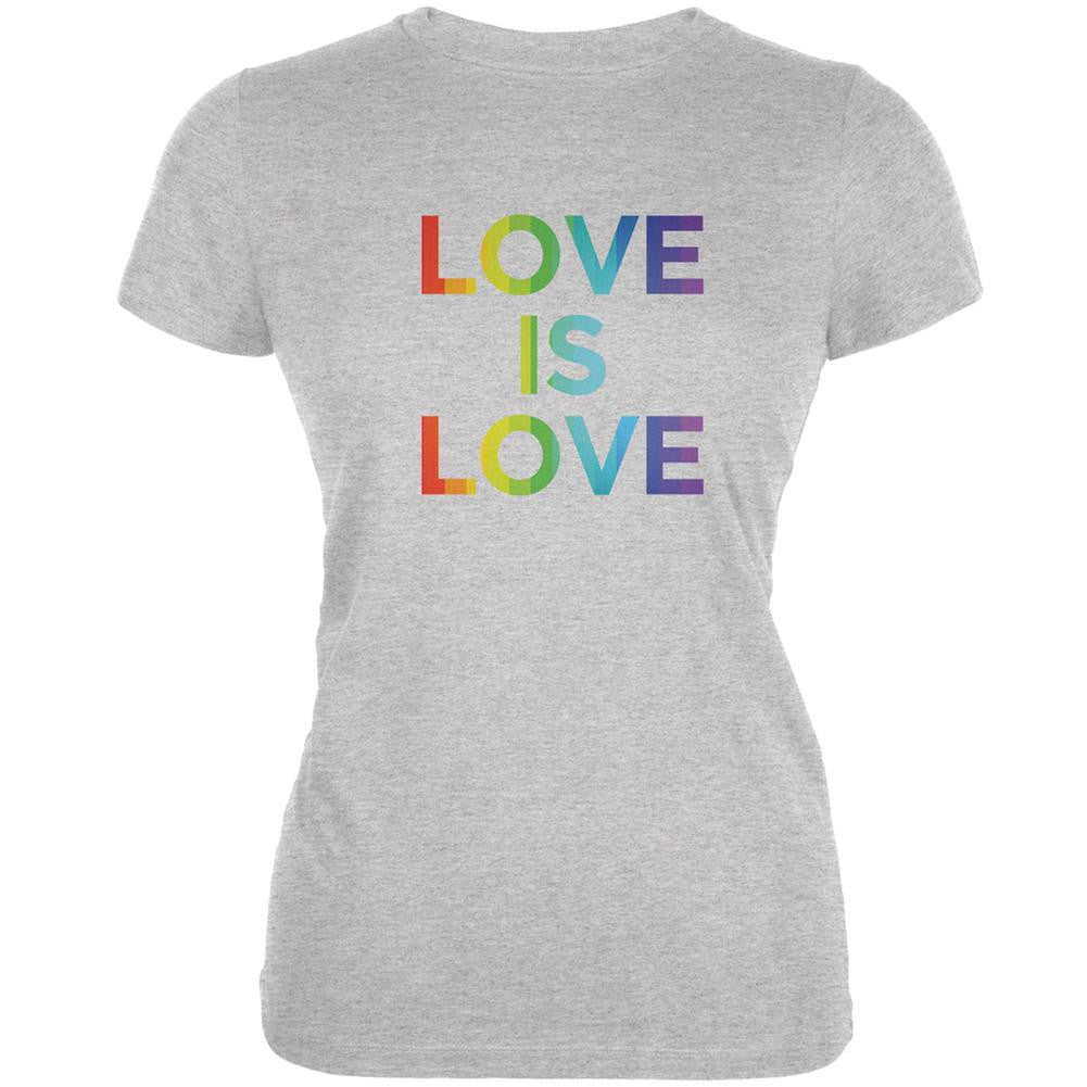 LGBT Gay Pride Love Is Love Heather Grey Juniors Soft T-Shirt Juniors T-Shirts Old Glory 2XL Grey 