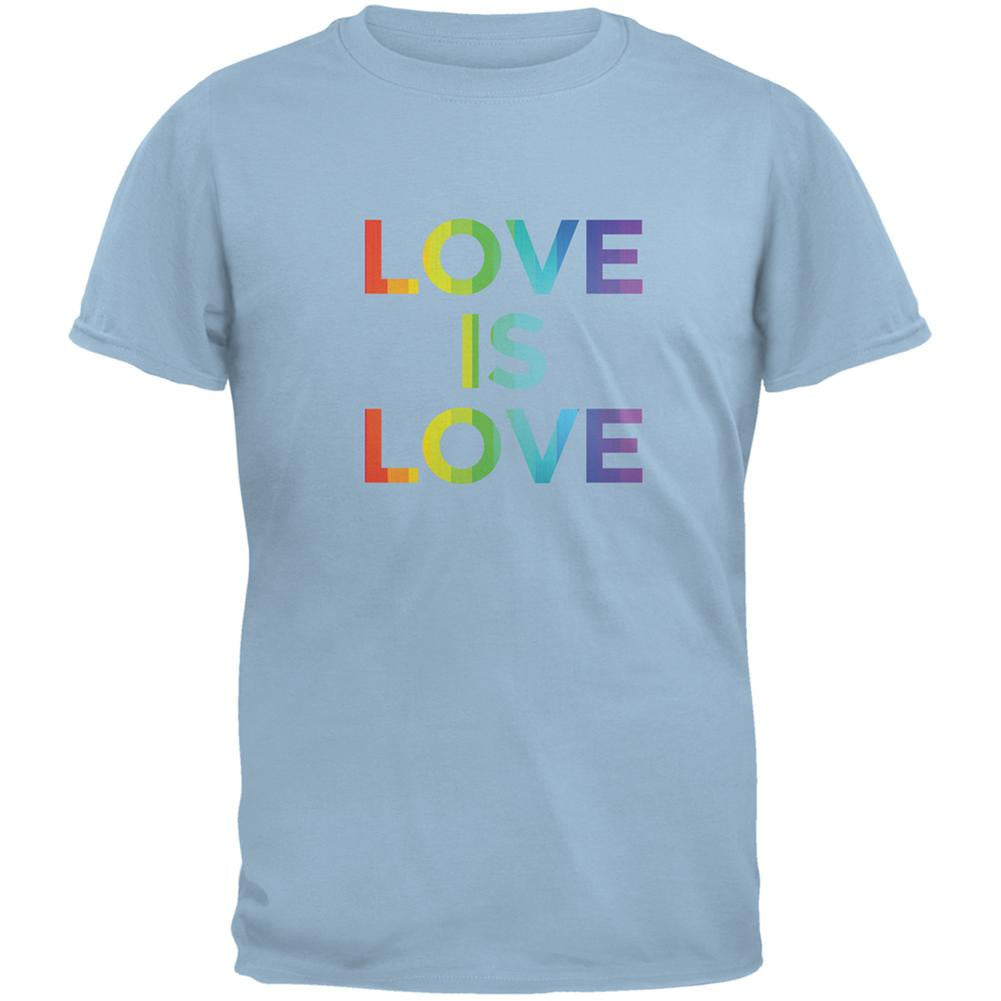 LGBT Gay Pride Love Is Love Light Blue Adult T-Shirt Men's T-Shirts Old Glory 2XL Blue 