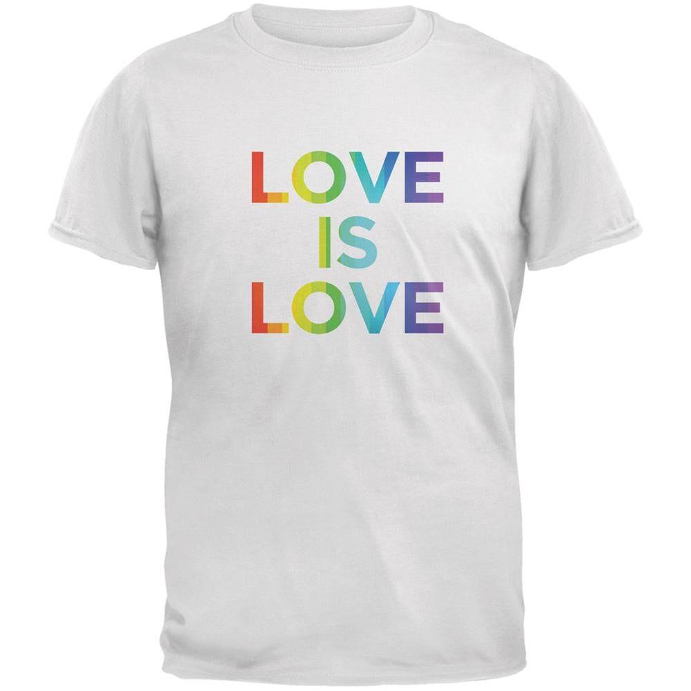 LGBT Gay Pride Love Is Love White Adult T-Shirt Men's T-Shirts Old Glory 2XL White 