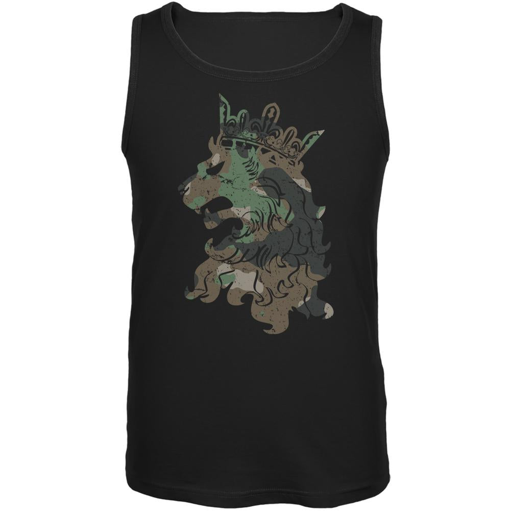 Camo Heraldic Lion Black Adult Tank Top Men's Tank Tops Old Glory 2XL Black 