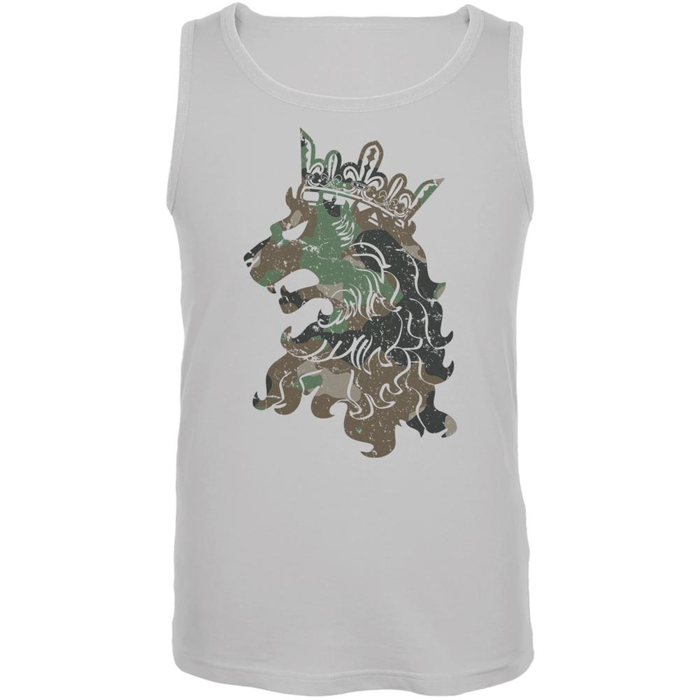 Camo Heraldic Lion White Adult Tank Top Men's Tank Tops Old Glory 2XL White 