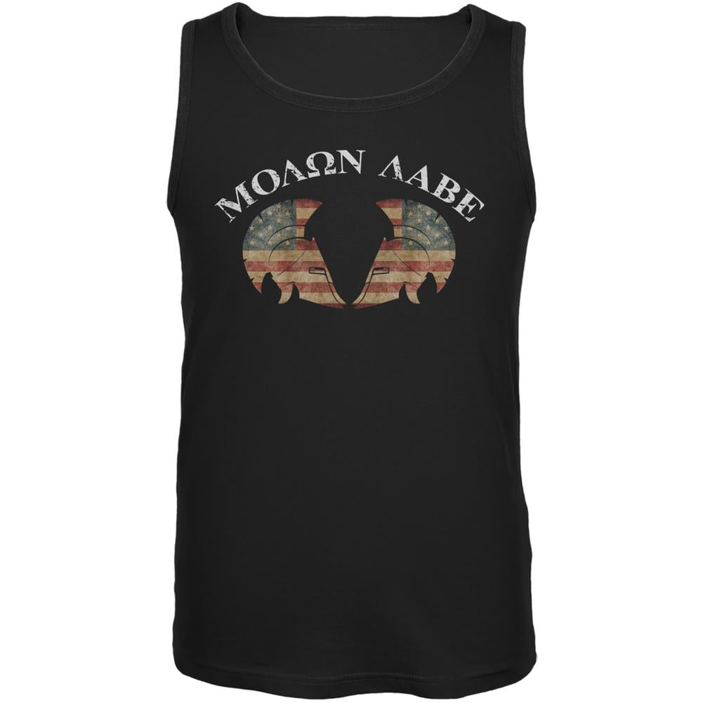 Molon Labe Dual American Helmet Black Adult Tank Top Men's Tank Tops Old Glory 2XL Black 