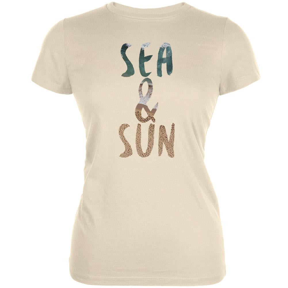 Sea & Sun Summer Beach Cream Juniors Soft T-Shirt Juniors T-Shirts Old Glory 2XL Off-White 