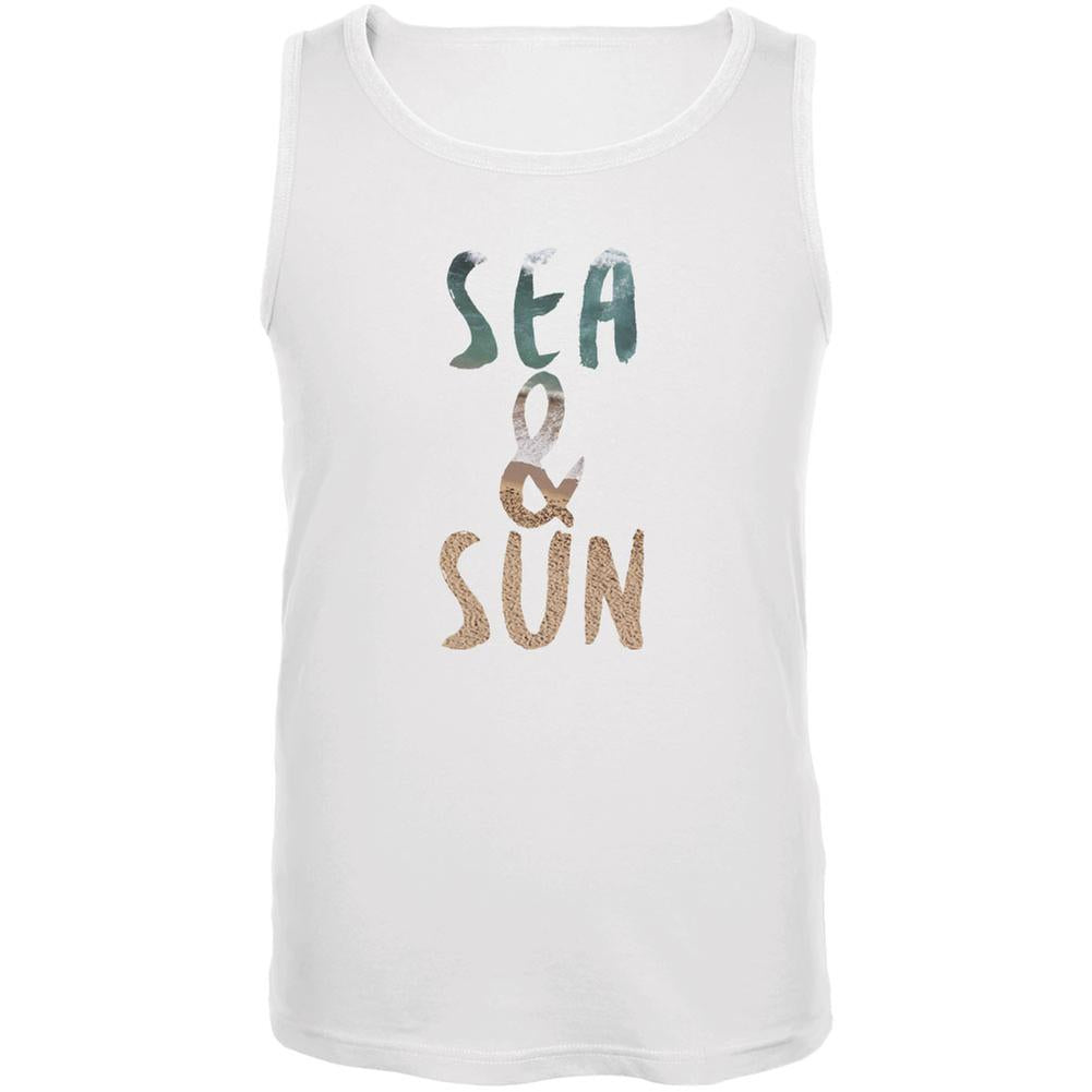 Sea & Sun Summer Beach White Adult Tank Top Men's Tank Tops Old Glory 2XL White 