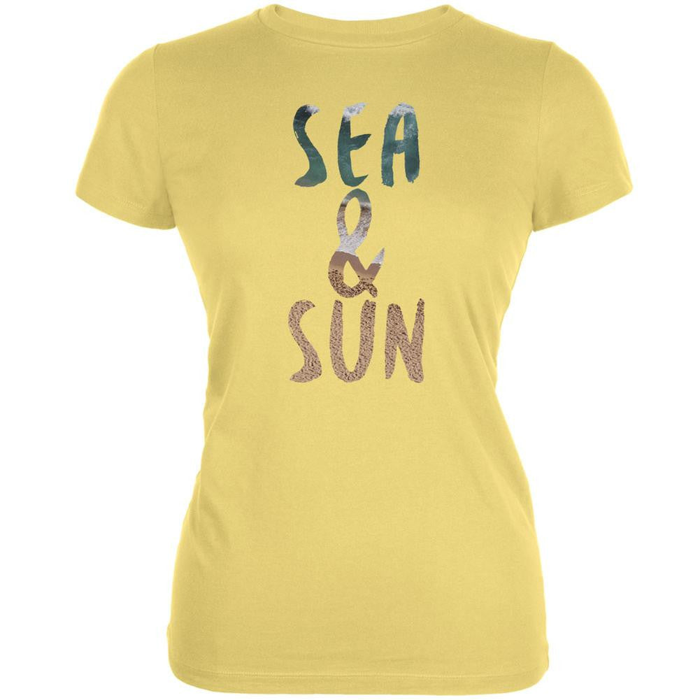 Sea & Sun Summer Beach Yellow Juniors Soft T-Shirt Juniors T-Shirts Old Glory LG Yellow 