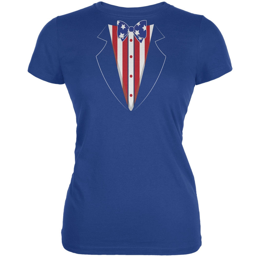 Halloween Stars and Stripes Tuxedo Royal Juniors Soft T-Shirt Juniors T-Shirts Old Glory   