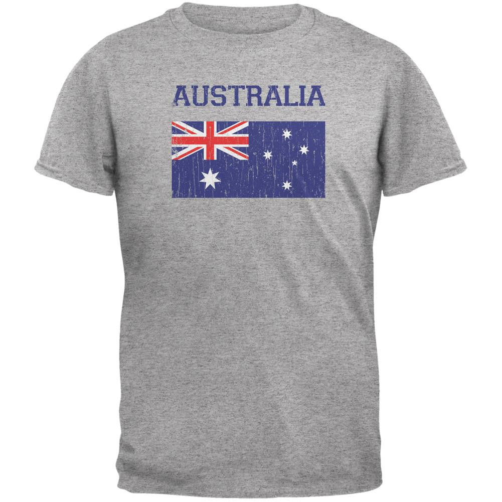 World Cup Distressed Flag Australia Heather Grey Adult T-Shirt Men's T-Shirts World Cup 2XL Grey 