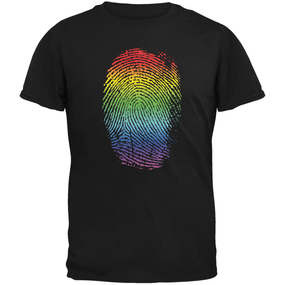 LGBT Gay Pride Rainbow Thumbprint Black Adult T-Shirt Men's T-Shirts Old Glory 3XL Black 