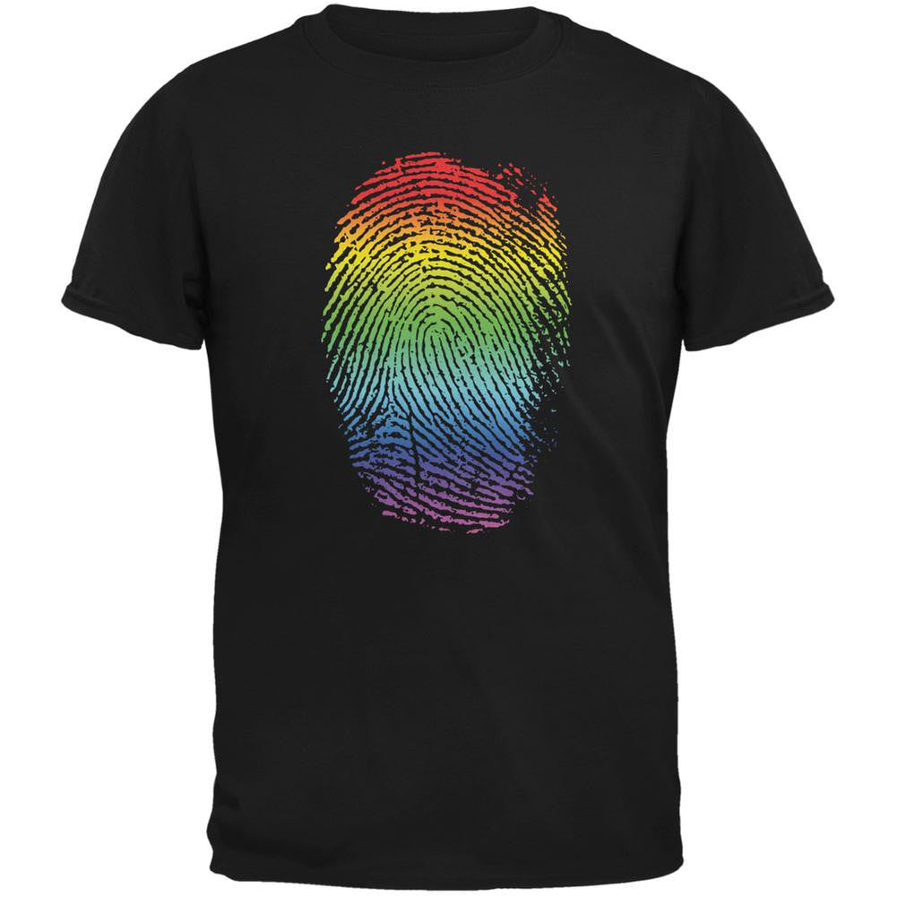 LGBT Gay Pride Rainbow Thumbprint Black Adult T-Shirt Men's T-Shirts Old Glory 2XL Black 