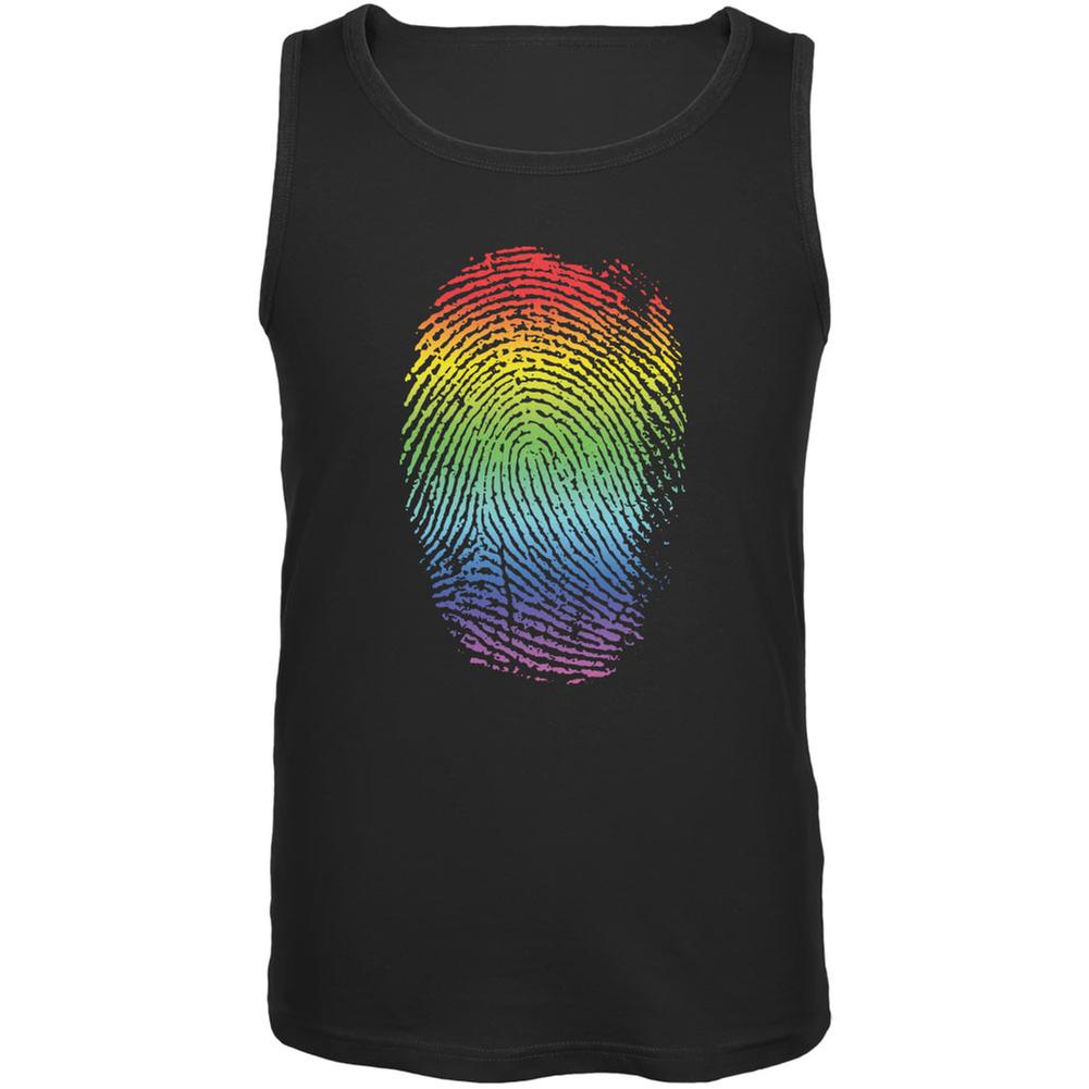 LGBT Gay Pride Rainbow Thumbprint Black Adult Tank Top Men's Tank Tops Old Glory 2XL Black 