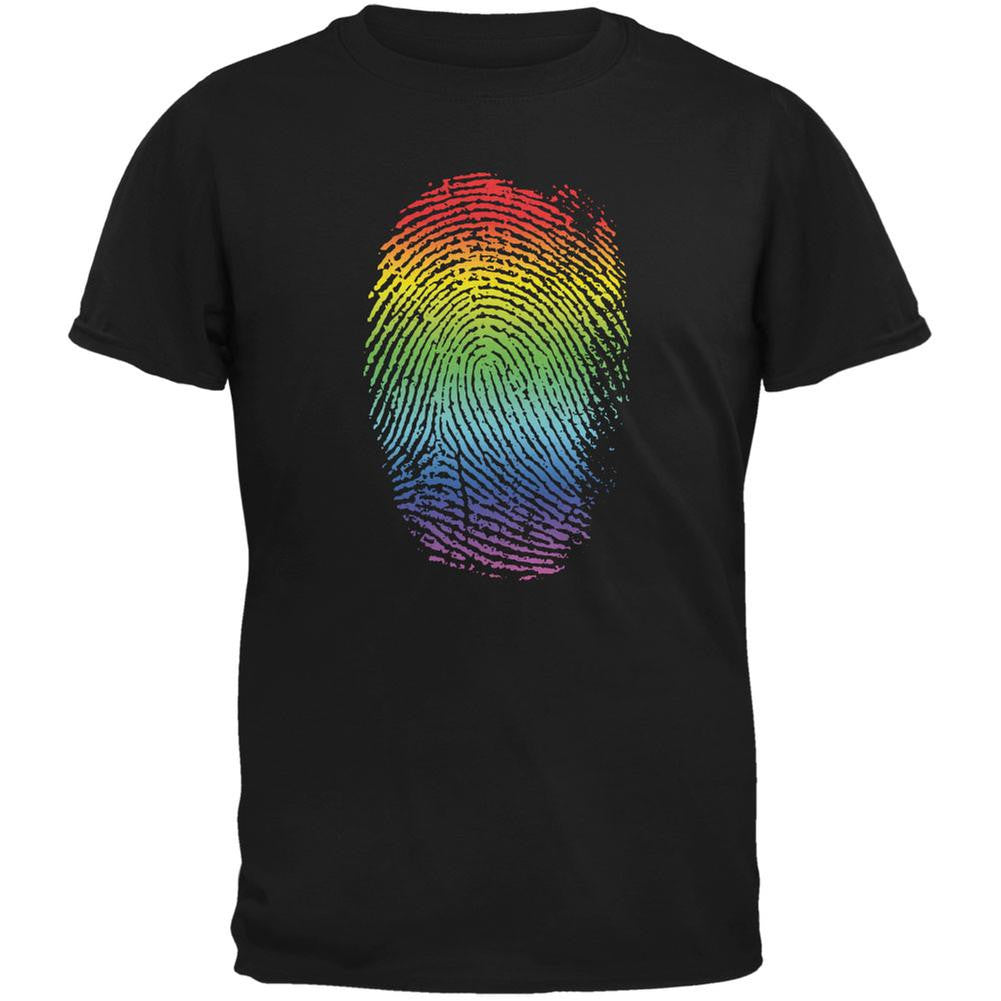 LGBT Gay Pride Rainbow Thumbprint Black Youth T-Shirt Youth T-Shirts Old Glory LG Black 