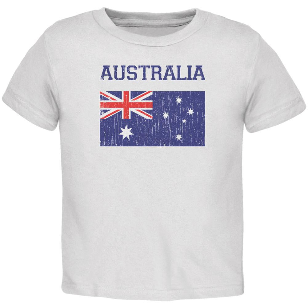 World Cup Distressed Flag Australia White Toddler T-Shirt Toddler T-Shirts Old Glory 2T White 