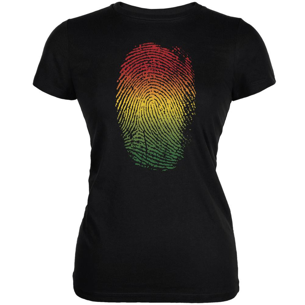 Rastafarian Thumbprint Black Juniors Soft T-Shirt Juniors T-Shirts Old Glory 2XL Black 