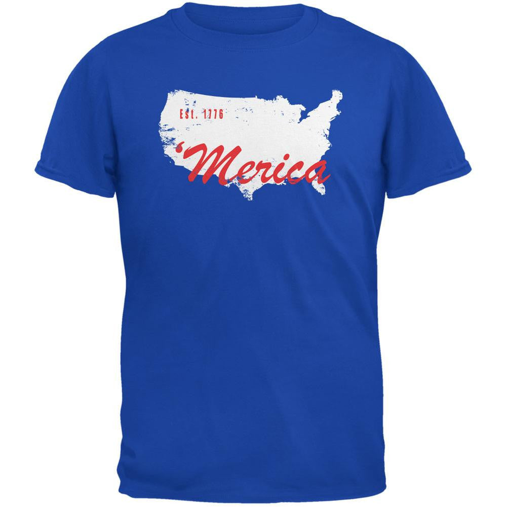 4th of July 'Merica Est 1776 Royal Youth T-Shirt Youth T-Shirts Old Glory LG Blue 