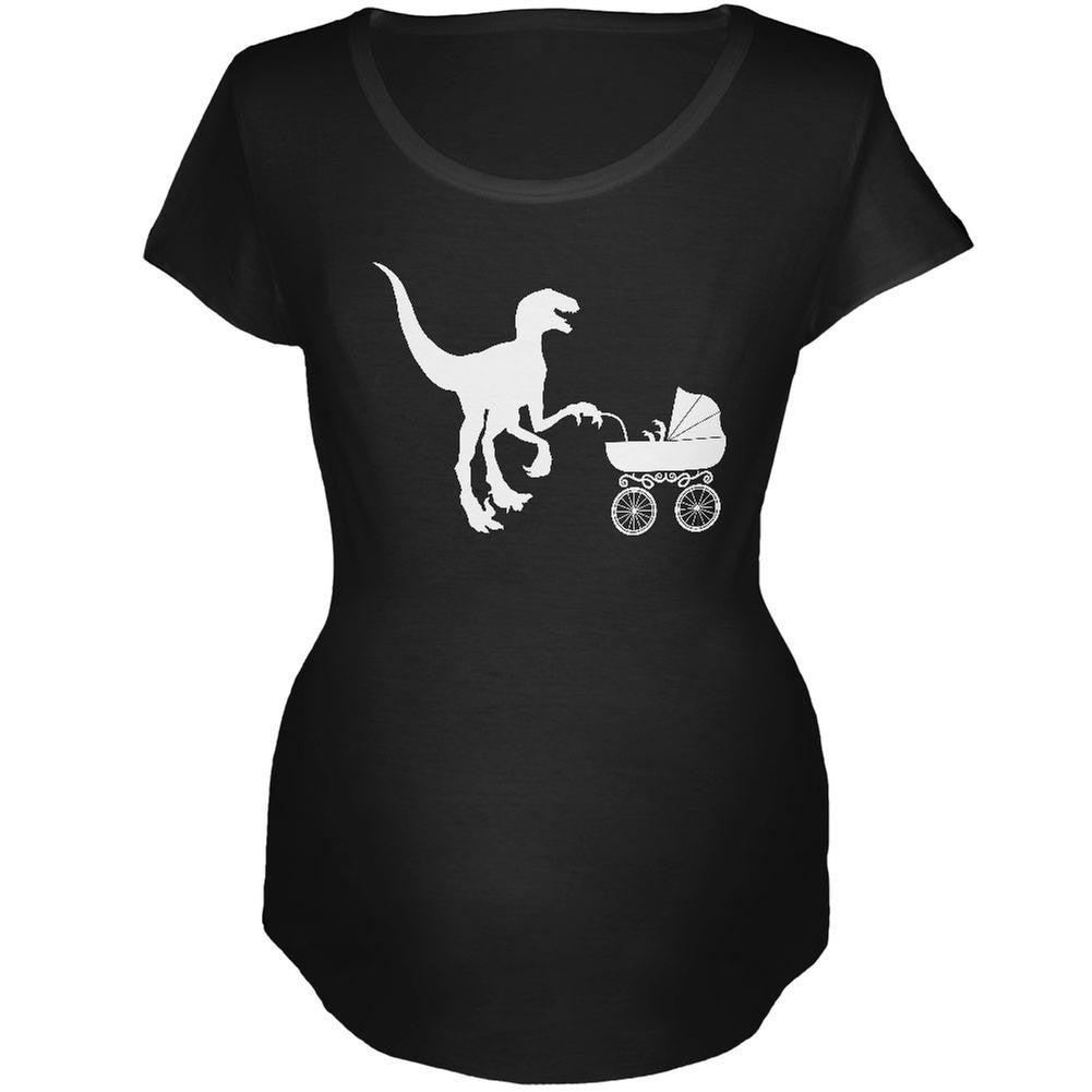 Pregzilla Velociraptor Baby Carriage Black Maternity Soft T-Shirt Maternity T-Shirts Old Glory 2XL Black 