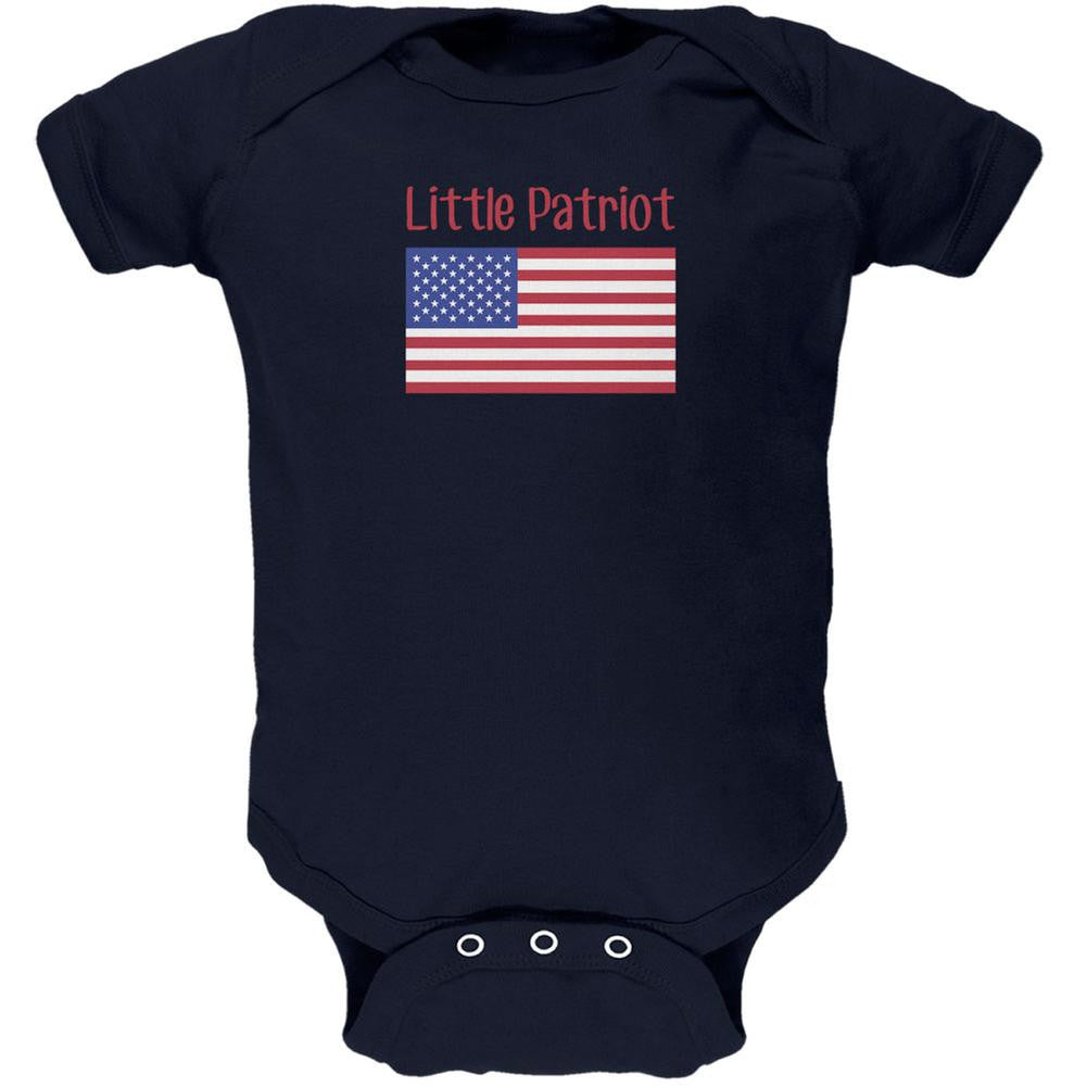 4th of July Little Patriot Navy Soft Baby One Piece Baby One Piece Old Glory 0-3M Blue 