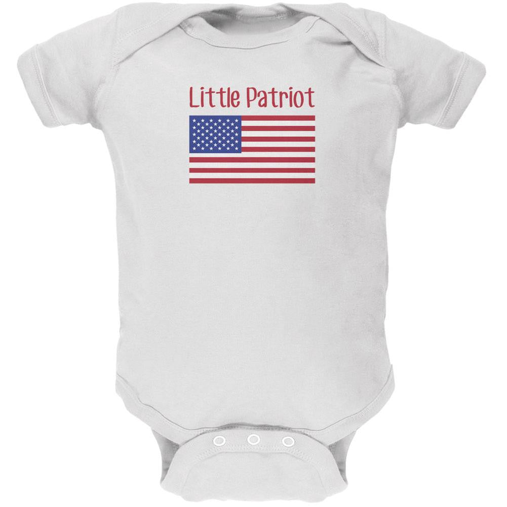 4th of July Little Patriot White Soft Baby One Piece Baby One Piece Old Glory 0-3M White 