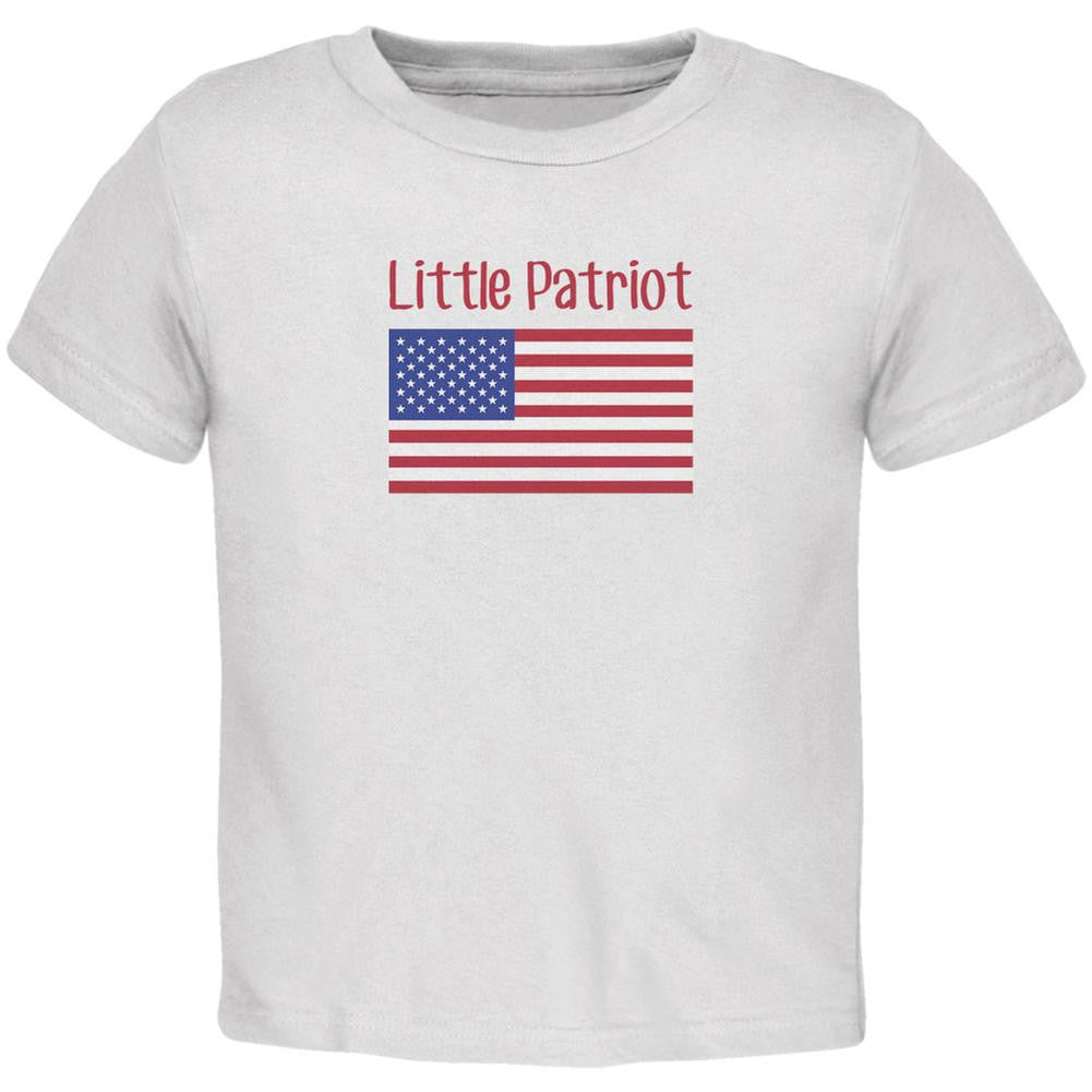 4th of July Little Patriot White Toddler T-Shirt Toddler T-Shirts Old Glory 2T White 