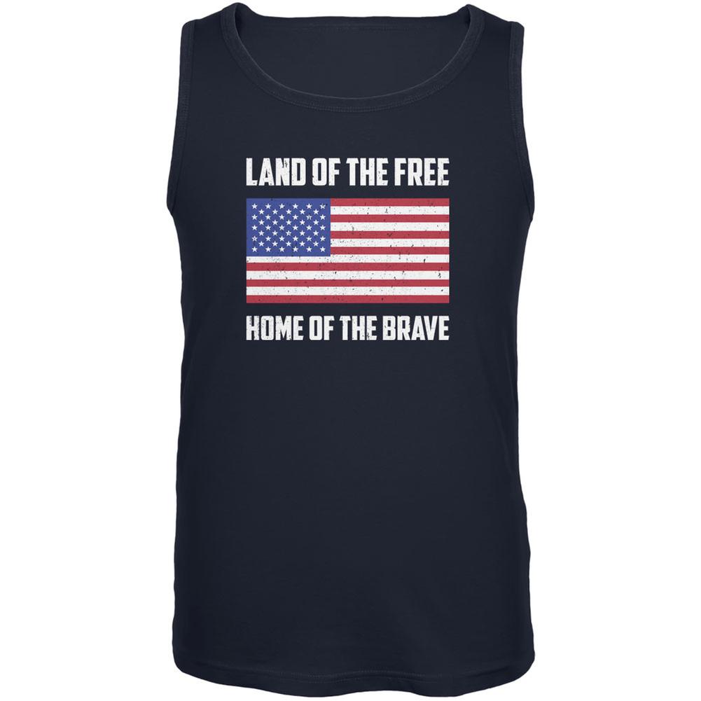 4th of July Land of the Free American Navy Adult Tank Top Men's Tank Tops Old Glory 2XL Blue 