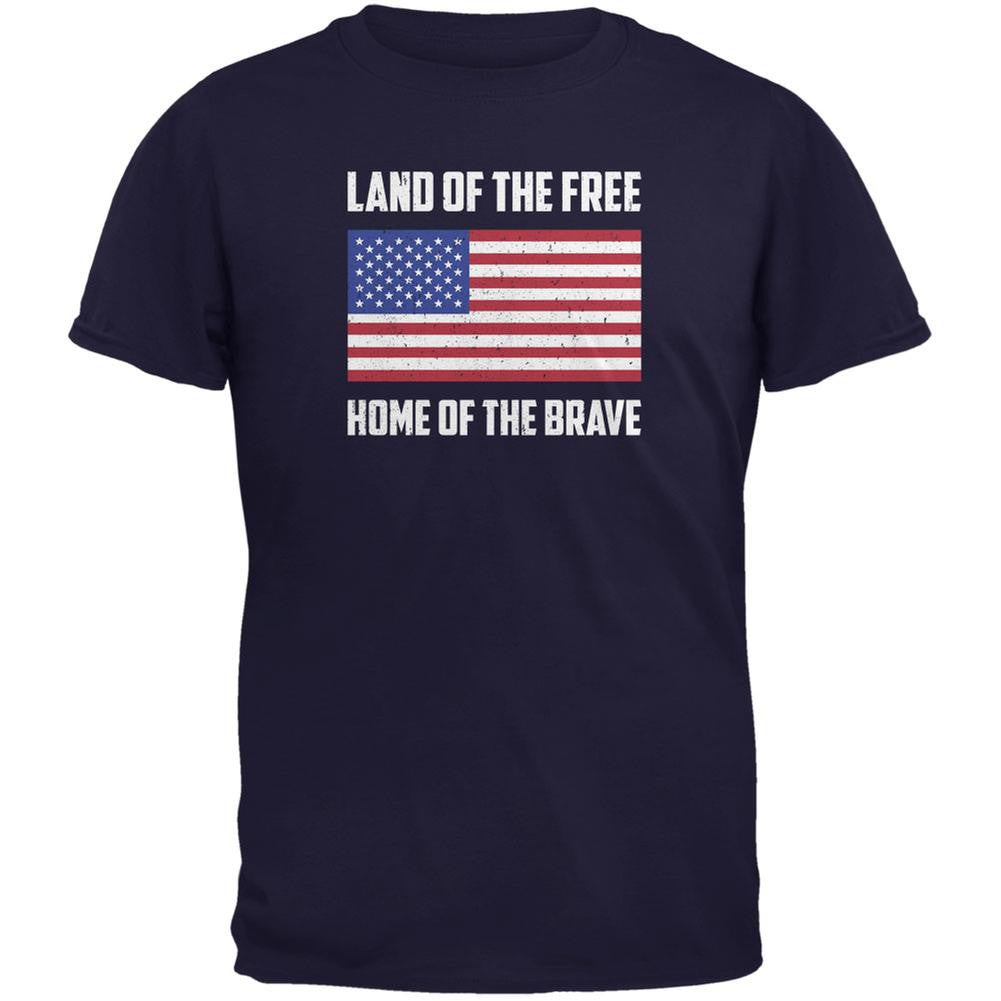 4th of July Land of the Free American Navy Youth T-Shirt Youth T-Shirts Old Glory LG Blue 