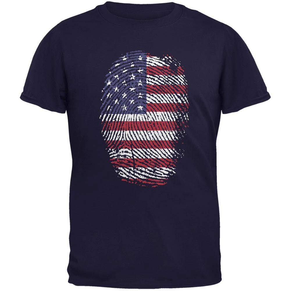 4th of July American Flag Pride Thumbprint Navy Adult T-Shirt Men's T-Shirts Old Glory 2XL Blue 