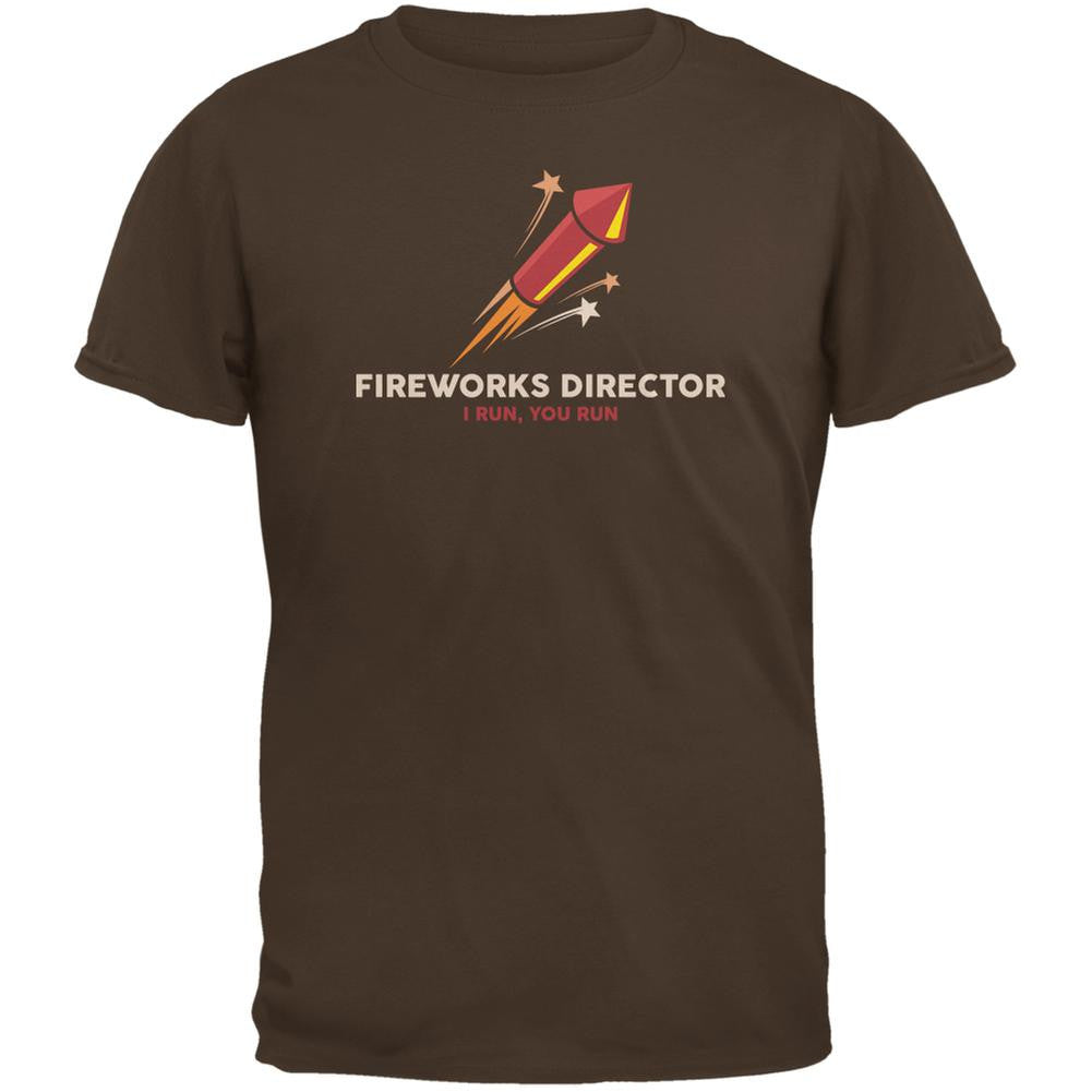 4th Of July Fireworks Director Brown Adult T-Shirt Men's T-Shirts Old Glory 2XL Brown 