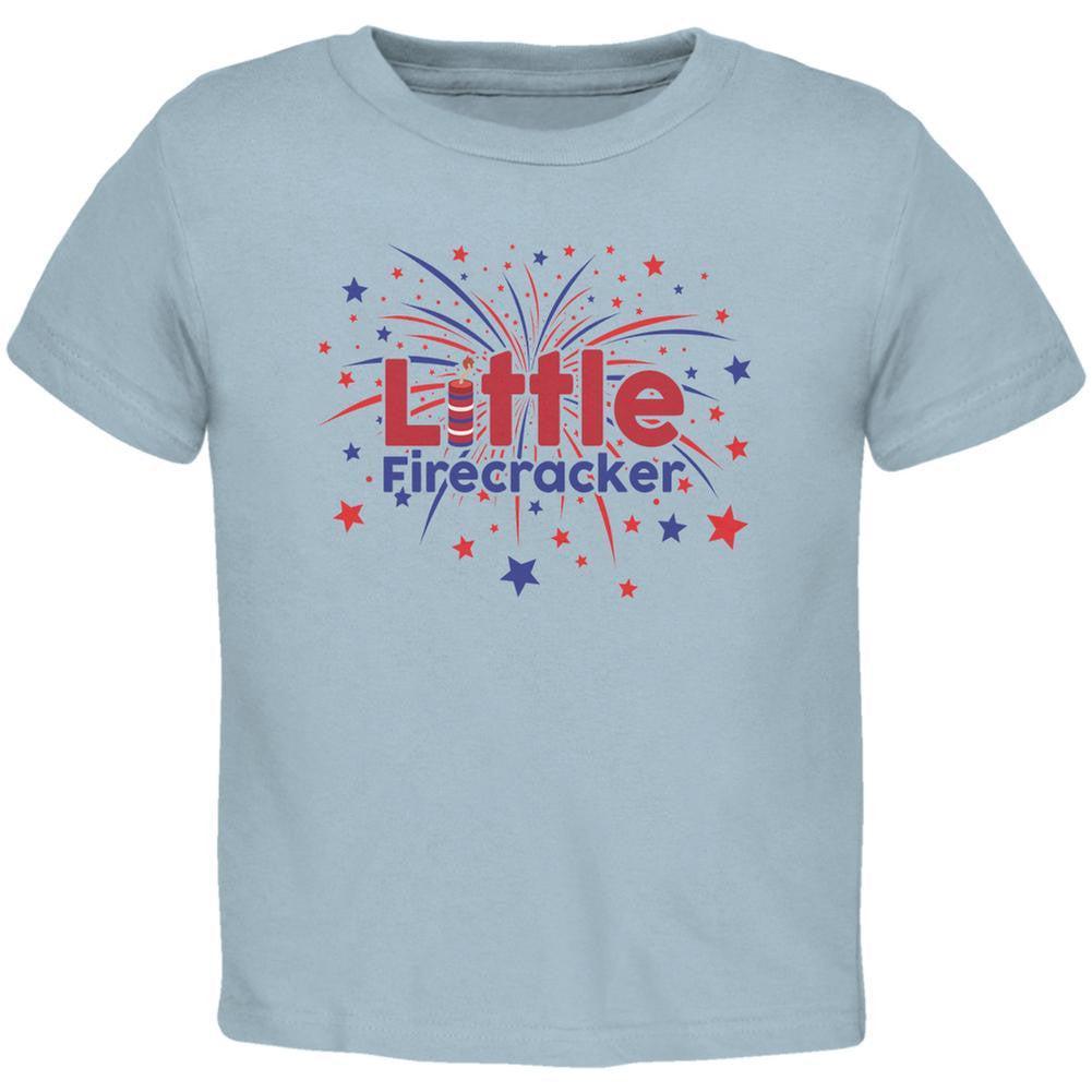 4th Of July Little Firecracker Light Blue Toddler T-Shirt Toddler T-Shirts Old Glory 2T Blue 