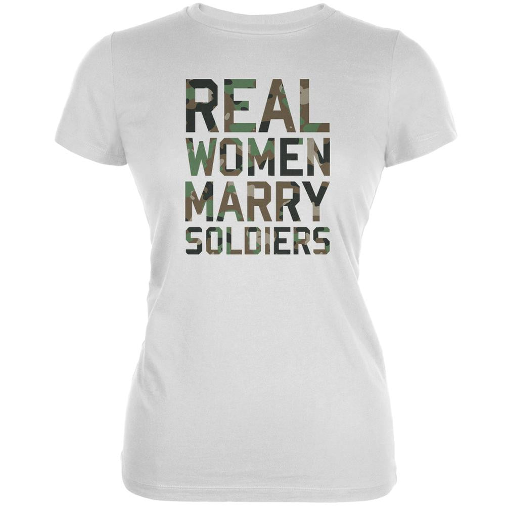 Real Women Marry Soldiers White Juniors Soft T-Shirt Juniors T-Shirts Old Glory 2XL White 