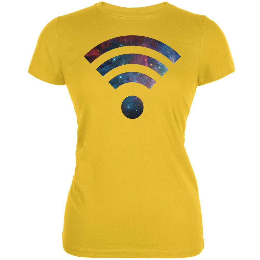 Wifi Galaxy Bright Yellow Juniors Soft T-Shirt Juniors T-Shirts Old Glory 2XL Yellow 