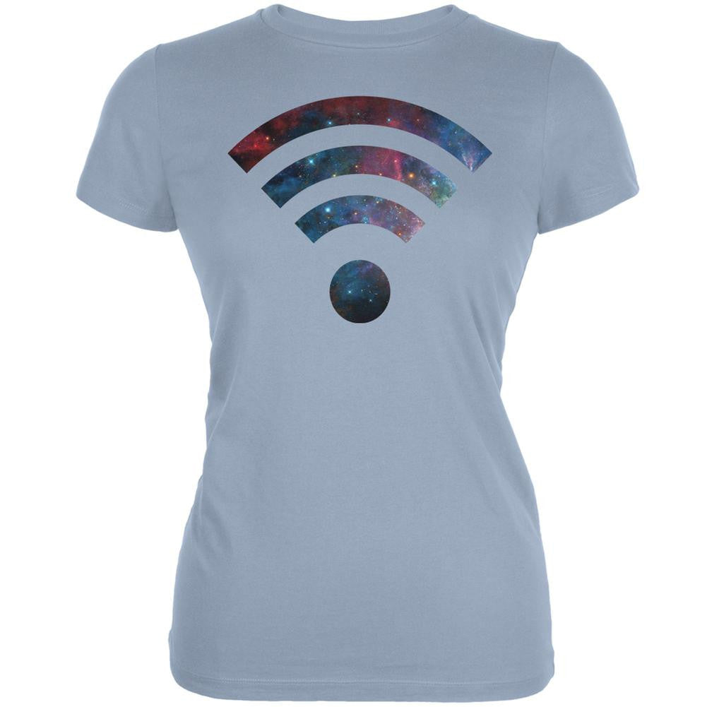 Wifi Galaxy Light Blue Juniors Soft T-Shirt Juniors T-Shirts Old Glory 2XL Blue 