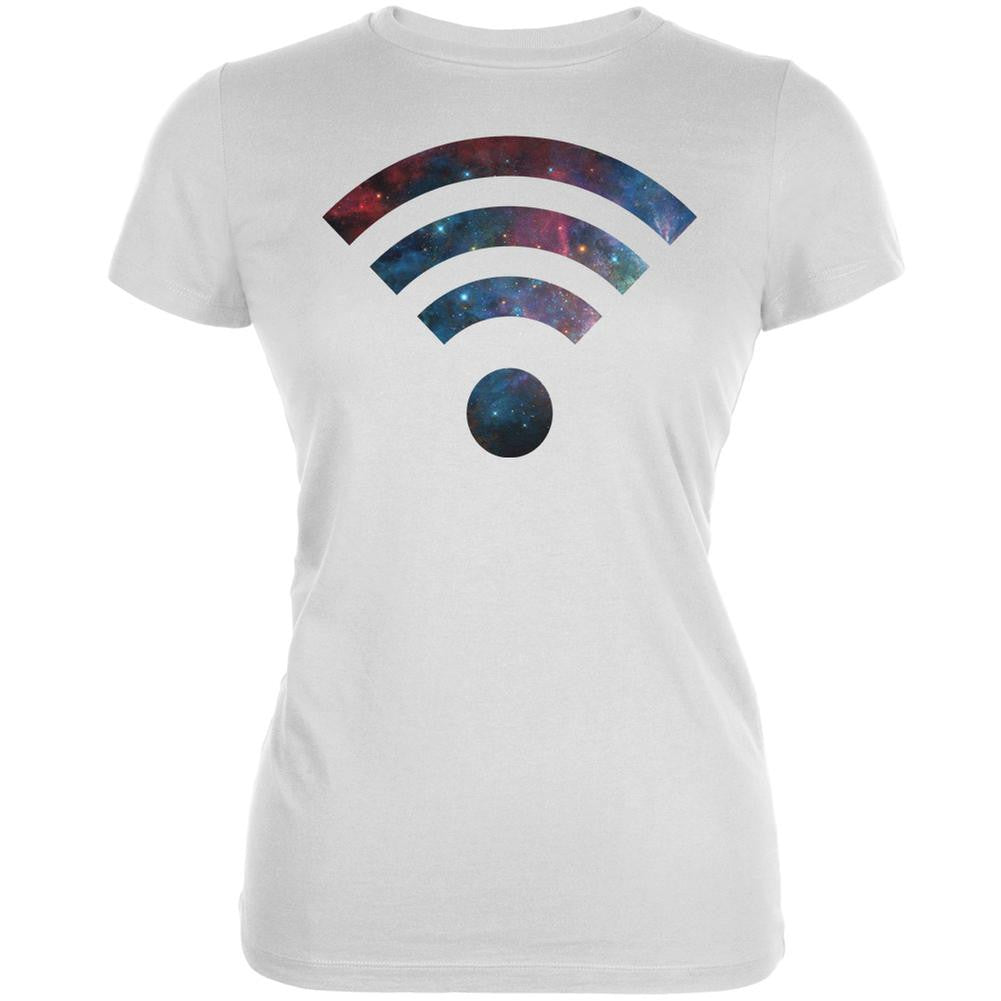 Wifi Galaxy White Juniors Soft T-Shirt Juniors T-Shirts Old Glory 2XL White 