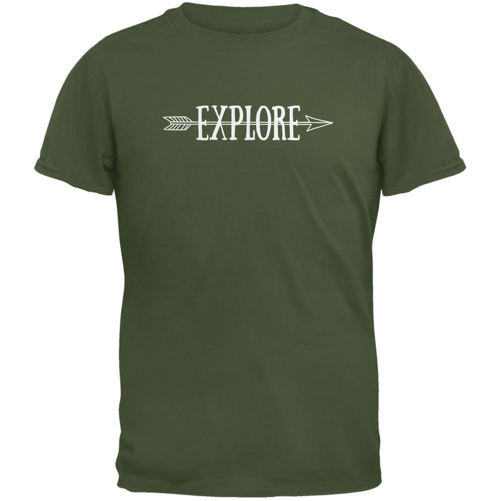 Explore Native Arrow Military Green Adult T-Shirt Men's T-Shirts Old Glory 2XL Green 