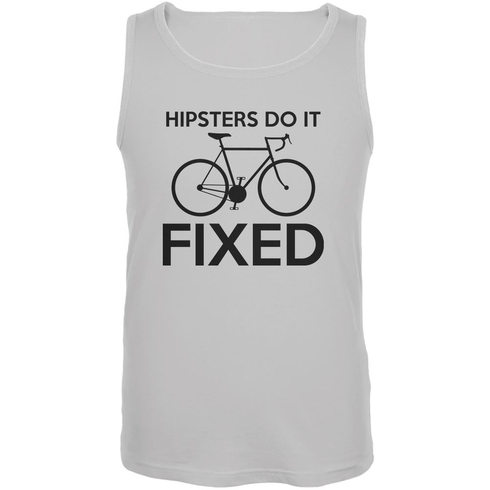 Hipsters Do It Fixed White Adult Tank Top Men's Tank Tops Old Glory 2XL White 