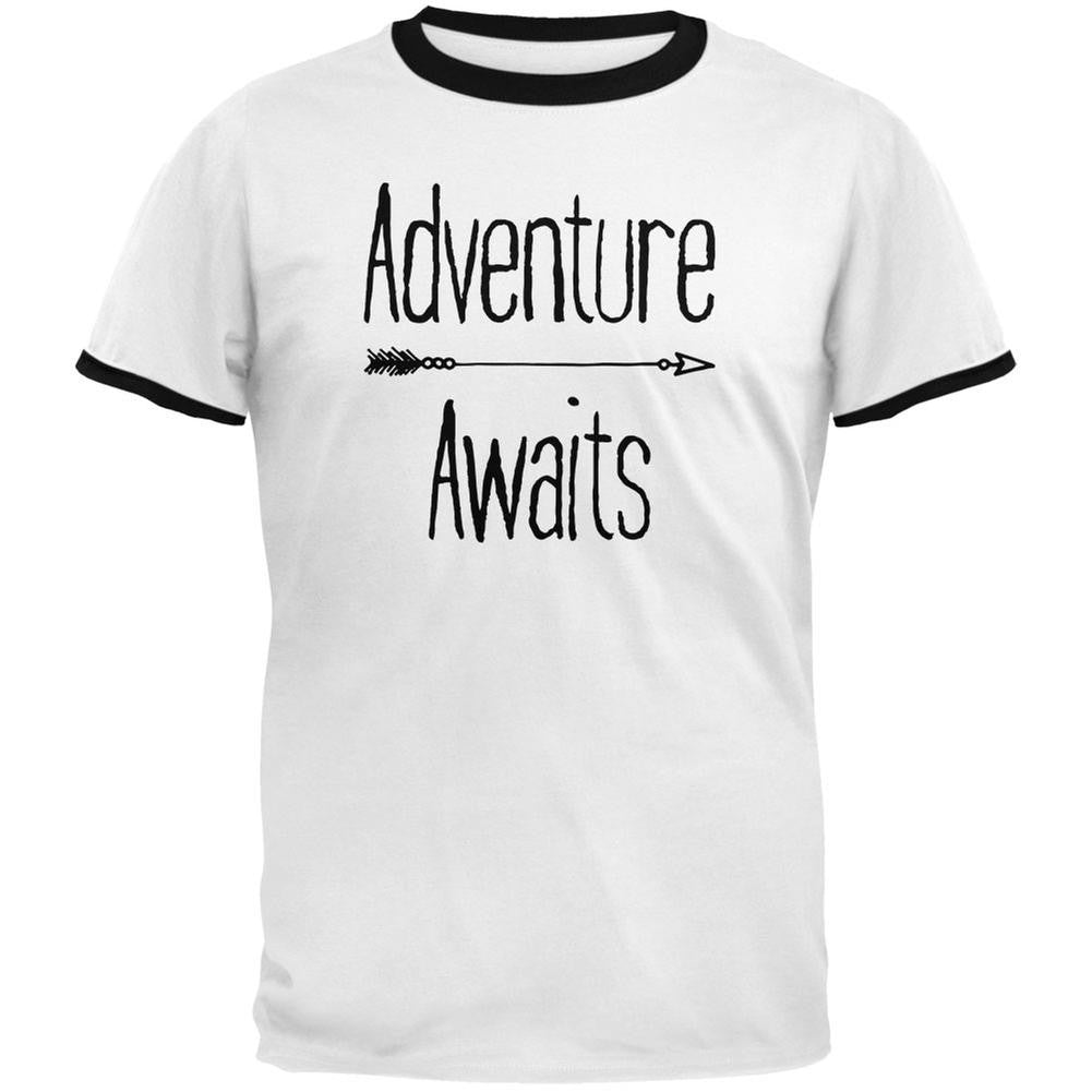 Adventure Awaits Native Arrow White/Black Men's Ringer T-Shirt Men's T-Shirts Old Glory 2X Multi 