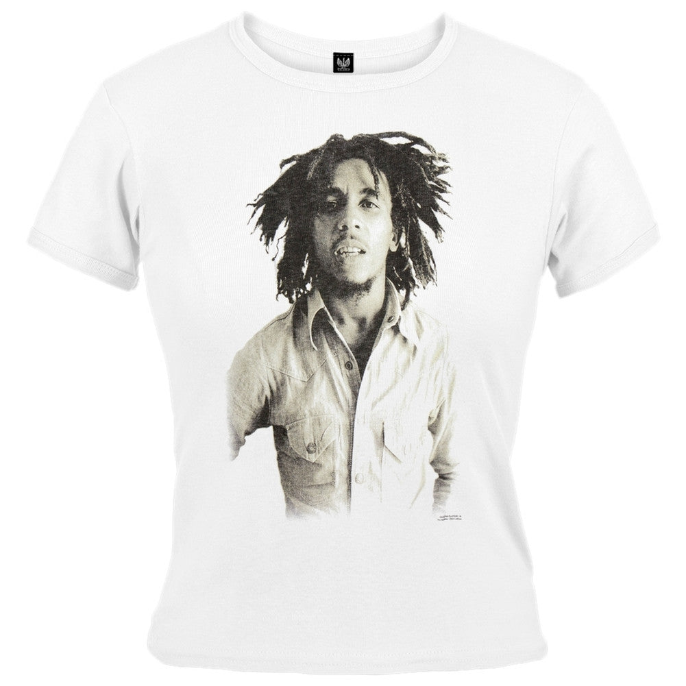 Bob Marley - Sepia Juniors Babydoll T-Shirt Juniors Babydolls Bob Marley SM White 