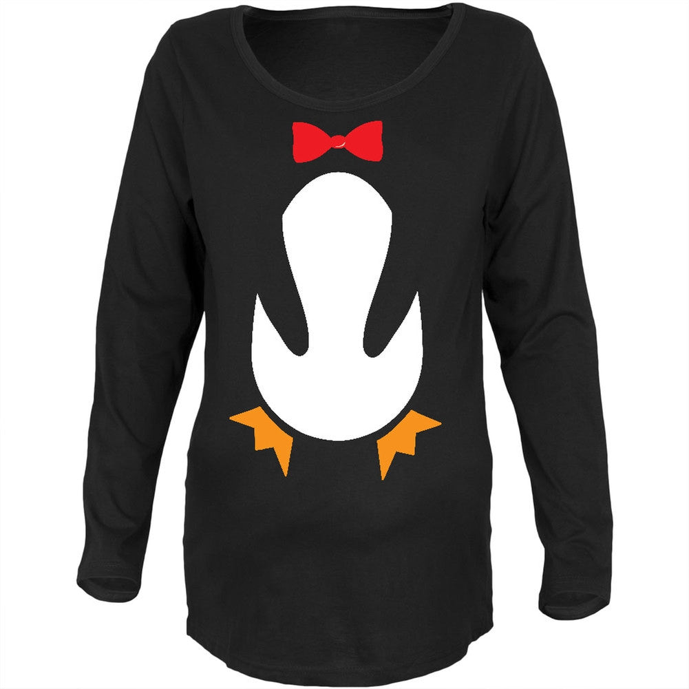 Halloween Penguin Costume Black Maternity Soft Long Sleeve T-Shirt Maternity Long Sleeve T-Shirts Old Glory   