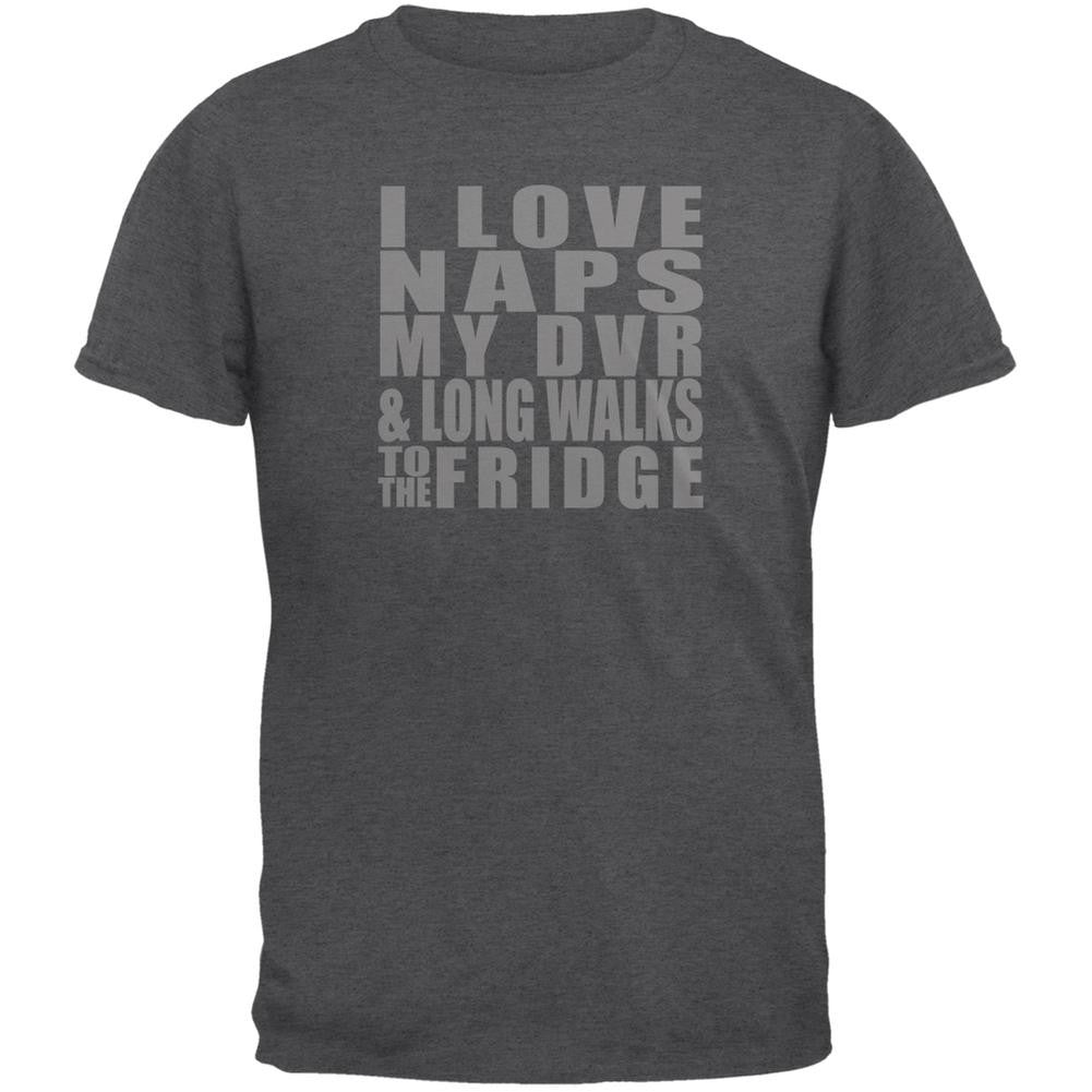 Naps DVR Fridge Funny Dark Heather Adult T-Shirt Men's T-Shirts Old Glory 2XL Grey 