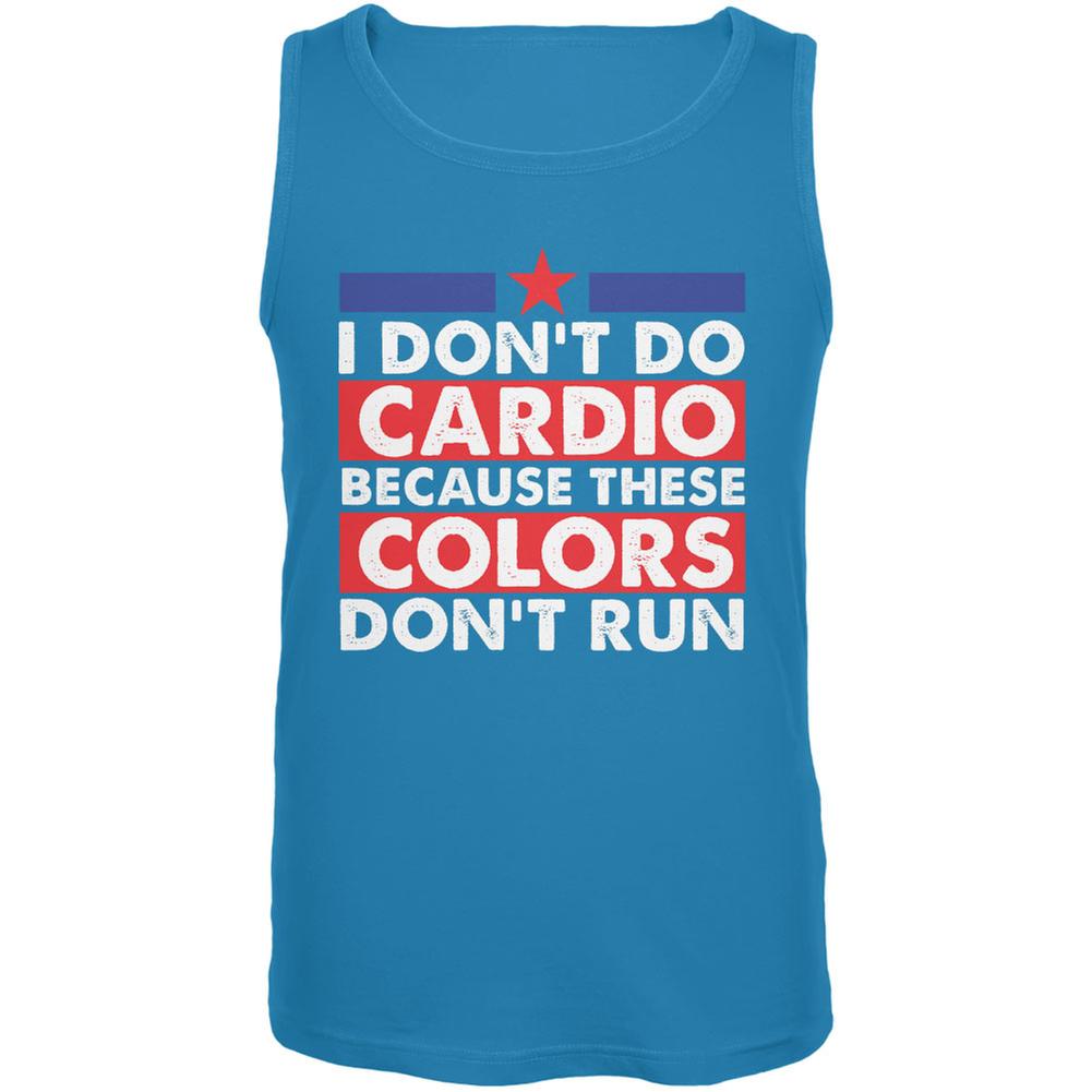 4th Of July I Don't Do Cardio Turquoise Adult Tank Top Men's Tank Tops Old Glory 2XL Blue 