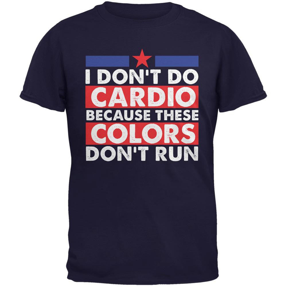 4th Of July I Don't Do Cardio Navy Adult T-Shirt Men's T-Shirts Old Glory 2XL Blue 