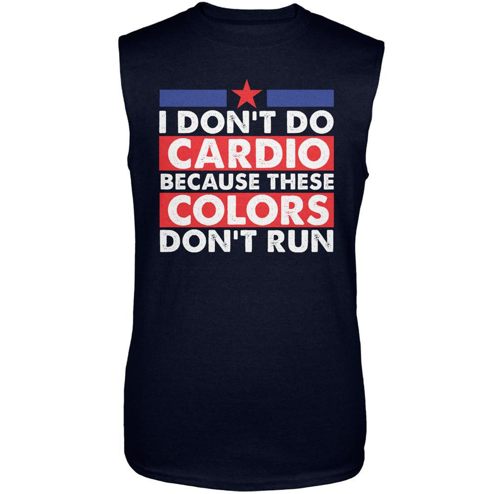 4th Of July I Don't Do Cardio Navy Adult Sleeveless Shirt Men's Sleeveless T-Shirts Old Glory 2XL Blue 