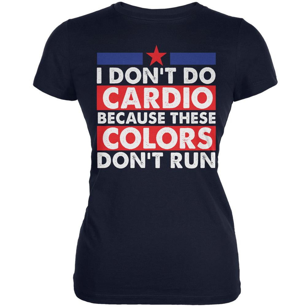 4th Of July I Don't Do Cardio Navy Juniors Soft T-Shirt Juniors T-Shirts Old Glory 2XL Blue 